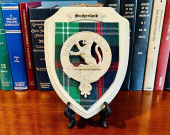 Sutherland Scottish Clan Tartan Badge Crest Plaque
