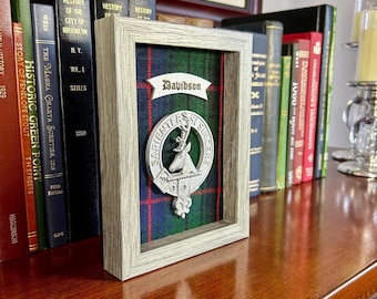 Davidson Framed Scottish Clan Tartan Badge Crest