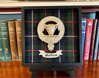MacLeod Framed Scottish Clan Tartan Badge Crest