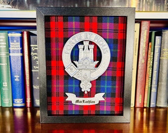 MacLachlan / McLaughlin / Gilchrist Framed Scottish Clan Tartan Badge Crest