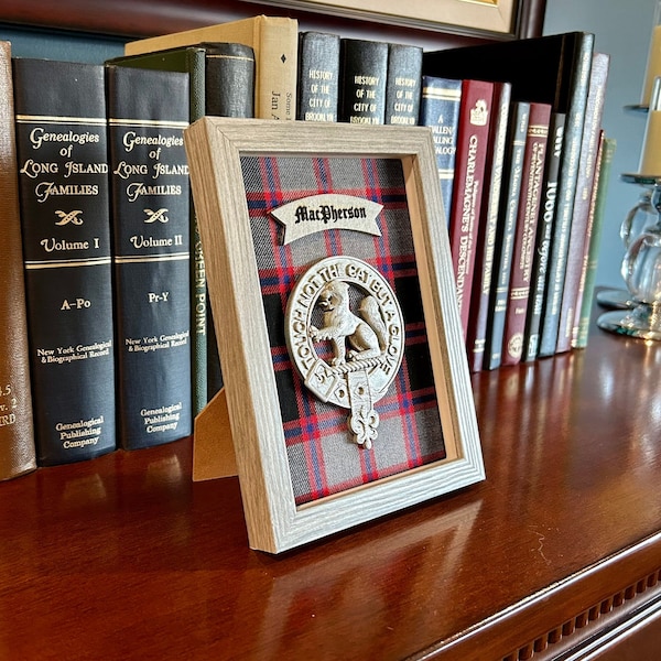 MacPherson Framed Scottish Clan Tartan Badge Crest