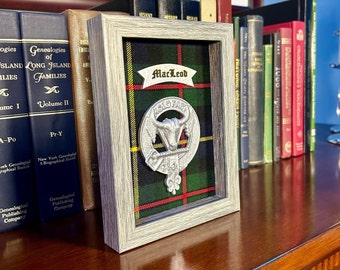 MacLeod Framed Scottish Clan Tartan Badge Crest