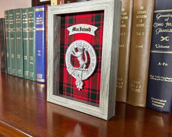 MacIntosh / MacKintosh Framed Scottish Clan Tartan Badge Crest