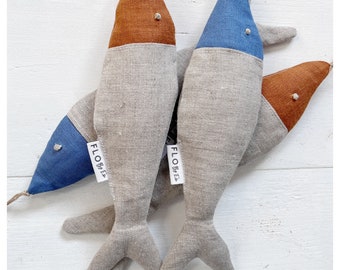 A lovely fish shaped lavender sachet made of linen fabric, Fragrance hanging home decor, fish for a wish, scented sachet