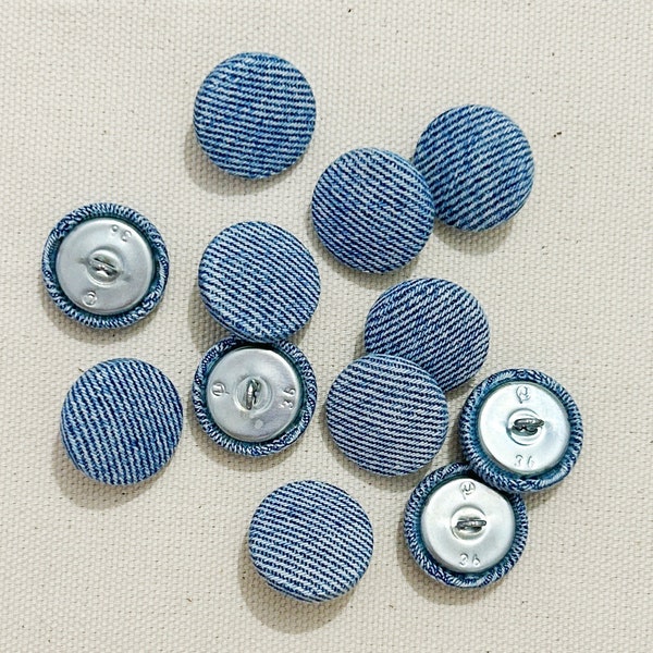 Handgefertigte Jeansknöpfe| Mit Stoff überzogene Knöpfe| Zum Nähen| Für Polster | Upcycled Denim| 23 mm