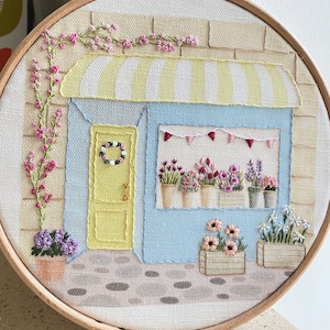 Flower Shop Embroidery kit, Beginner DIY embroidery, Modern hand embroidery