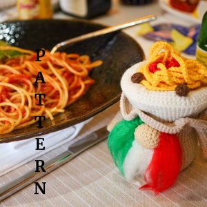 Crochet pasta gnome pattern, amigurumi Italian food gnome tutorial image 2