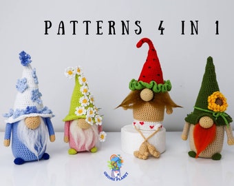 Crochet weather gnome patterns 4 in 1, crochet gnome set 4 in 1