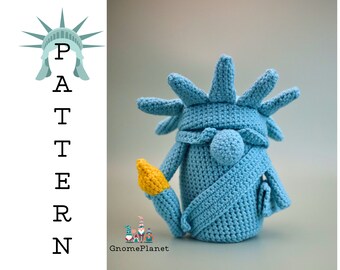 Crochet Statue of Liberty Gnome Pattern, Patriotic Dwarf (PDF Pattern)