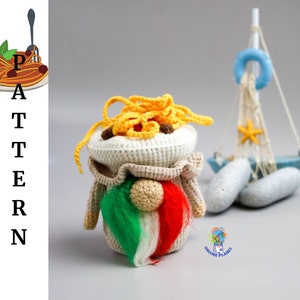 Crochet pasta gnome pattern, amigurumi Italian food gnome tutorial image 9