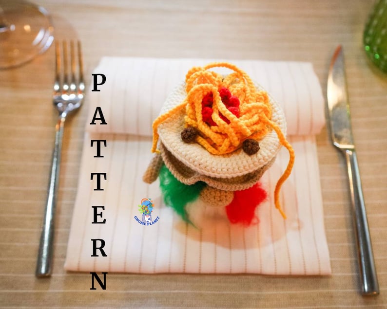 Crochet pasta gnome pattern, amigurumi Italian food gnome tutorial image 3