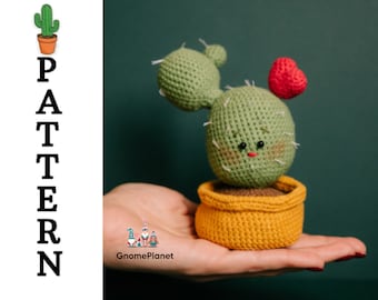 Crochet Cactus pattern, amigurumi cactus gift pot pattern