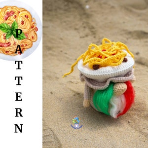 Crochet pasta gnome pattern, amigurumi Italian food gnome tutorial image 6