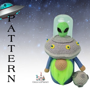 crochet flying saucer gnome pattern, amigurumi UFO gnome, Crochet space pattern