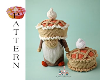 Modello per gnomo a torta del Ringraziamento all'uncinetto, modello a torta amigurumi