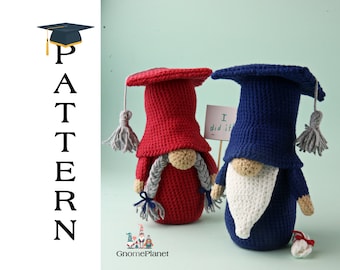 Crochet gnome, graduation gnome pattern, amigurumi graduate gnome tutorial