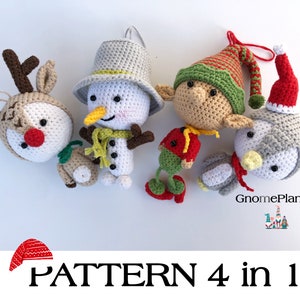 Crochet Christmas ornament patterns 4 in 1, amigurumi ornament set image 2