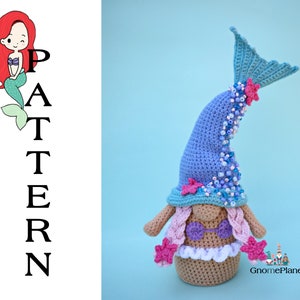 Crochet mermaid gnome pattern, amigurumi mermaid gnome tutorial, crochet ocean