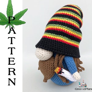 Crochet Stoner gnome pattern, amigurumi Rasta gnome tutorial