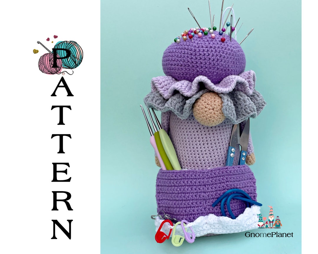 Crafter Granny Organizer Gnome Pattern, Amigurumi Tool Holder Gnome