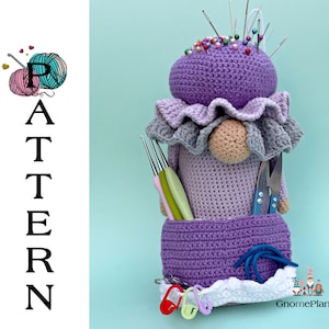 Modello gnomo organizer Crafter Grandma, gnomo portautensili amigurumi