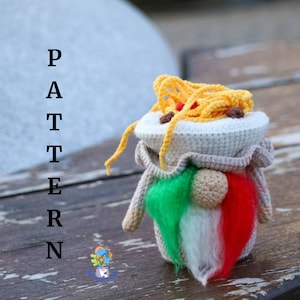 Crochet pasta gnome pattern, amigurumi Italian food gnome tutorial image 4