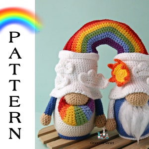 Crochet Rainbow gnome pattern, amigurumi rainbow pattern