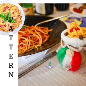 Crochet pasta gnome pattern, amigurumi Italian food gnome tutorial image 8