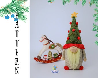 Crochet Christmas Tree Gnome Pattern, Amigurumi Tutorial (PDF Pattern)