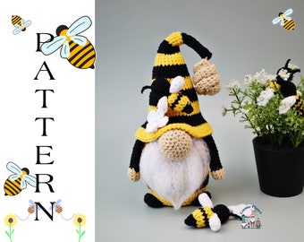 Patrón gnomo abeja crochet, patrón abeja amigurumi