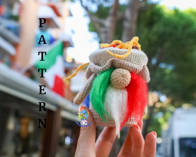 Crochet pasta gnome pattern, amigurumi Italian food gnome tutorial image 7
