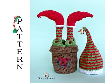 Crochet elf gnome pattern, Amigurumi gnome in the pot pattern