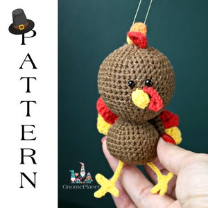 Crochet turkey pattern, turkey keychain pattern, Thanksgiving crochet ornament