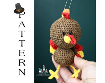 Crochet turkey pattern, turkey keychain pattern, Thanksgiving crochet ornament