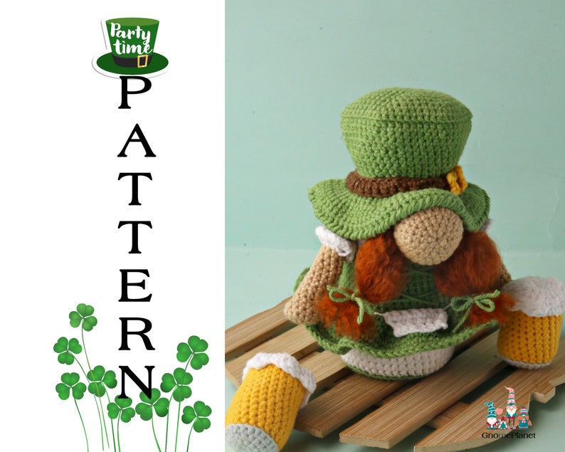 Crochet leprechaun gnome pattern, St. Patrick's Day amigurumi gnome tutorial image 4