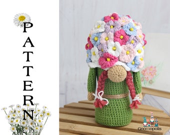 Crochet Bouquet gnome pattern, amigurumi flower gnome tutorial