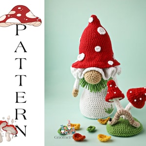 Gehaakt paddestoelkabouterpatroon, amigurumi paddestoelpatroon, haakworm, herfstkabouter