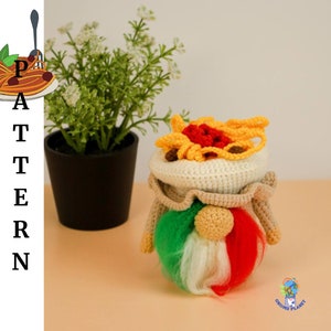 Crochet pasta gnome pattern, amigurumi Italian food gnome tutorial image 10