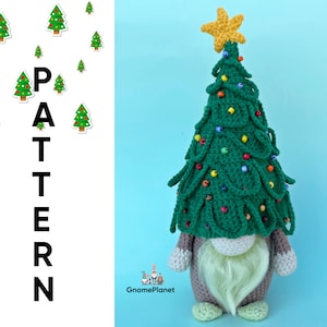 Crochet Christmas tree gnome pattern, amigurumi Christmas gnome, Crochet Christmas tree