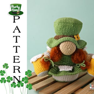 Crochet leprechaun gnome pattern, St. Patrick's Day amigurumi gnome tutorial image 1