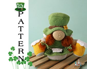 Crochet leprechaun gnome pattern, St. Patrick&#39;s Day amigurumi gnome tutorial