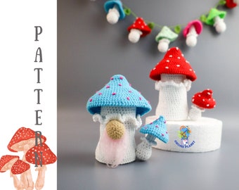 Crochet Mushroom Gnome Pattern, Amigurumi Doll (PDF Pattern)