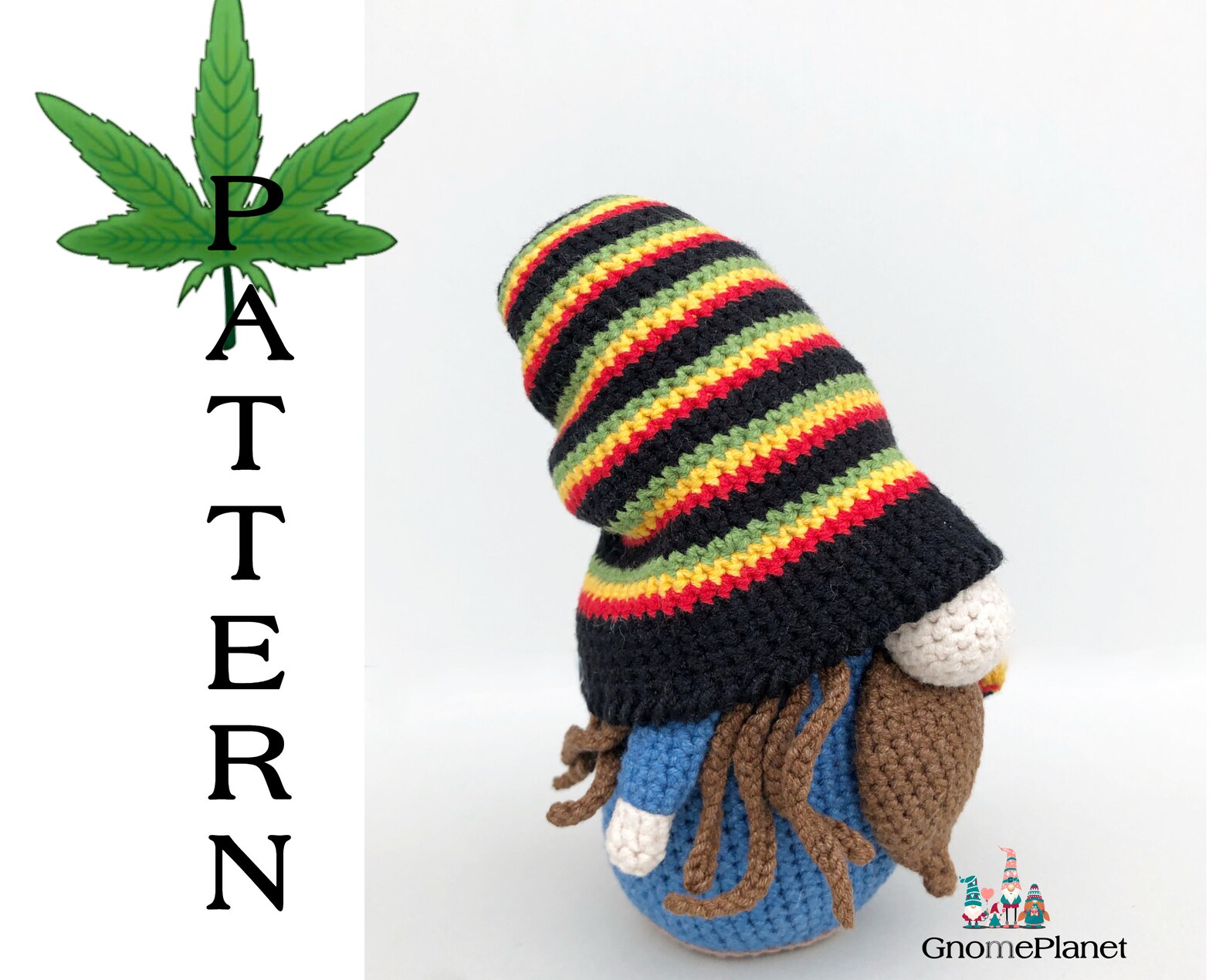 Crochet Stoner Gnome Pattern Amigurumi Rasta Gnome Tutorial Etsy