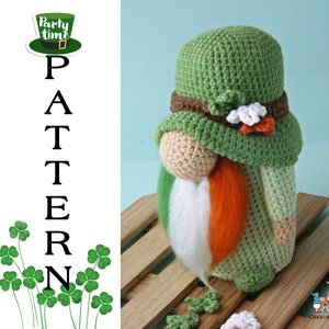 Crochet St. Patrick's Day leprechaun gnome pattern, good luck amigurumi pattern image 7