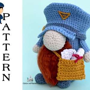 Modello gnomo postino all&#39;uncinetto, modello Amigurumi per gnomo della posta, gnomo di Natale