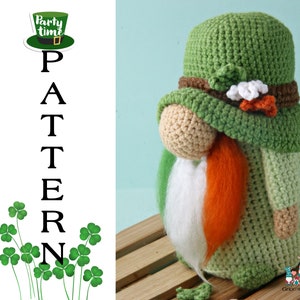 Crochet St. Patrick's Day leprechaun gnome pattern, good luck amigurumi pattern image 3