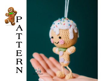 Gehäkelter Lebkuchenmann Ornament-Muster PDF-Muster