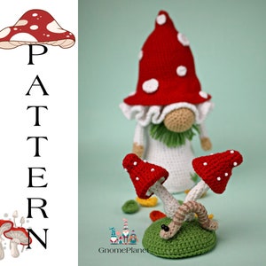 Crochet Mushroom Gnome Pattern, Amigurumi Mushroom Pattern, Crochet ...
