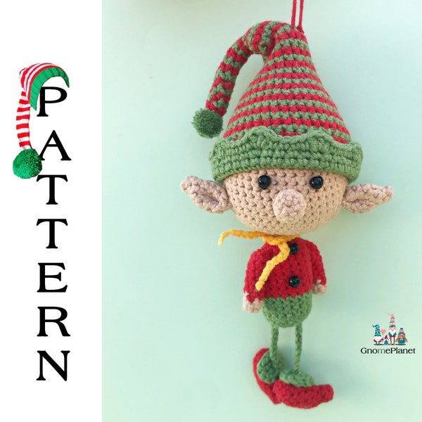 Patrón adorno elfo crochet, patrón llavero elfo amigurumi