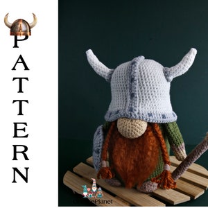 Crochet Viking gnome pattern, amigurumi Viking pattern